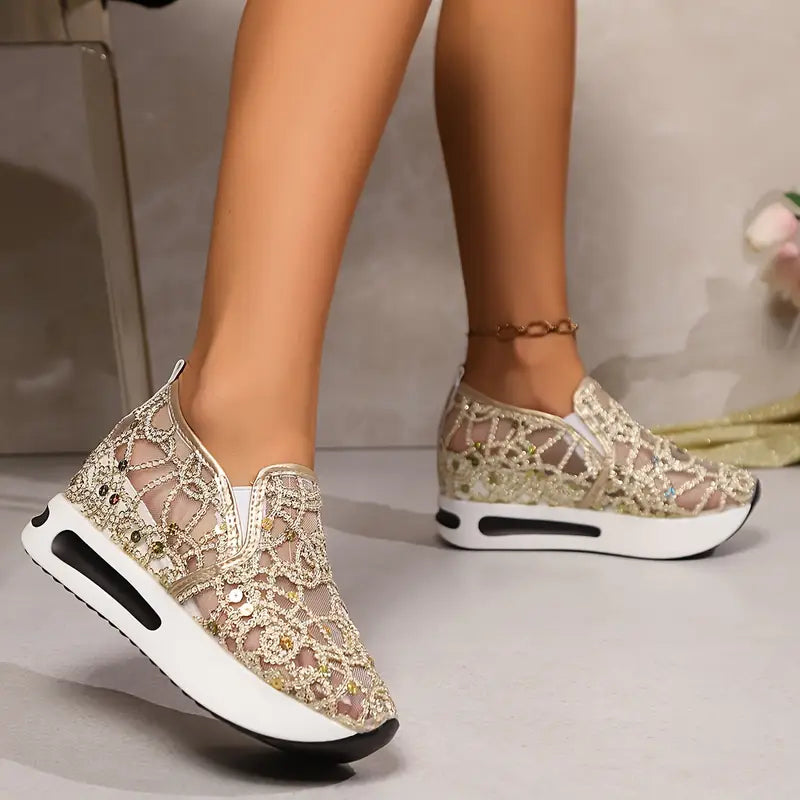 Women's Glittery Mesh Platform Shoes