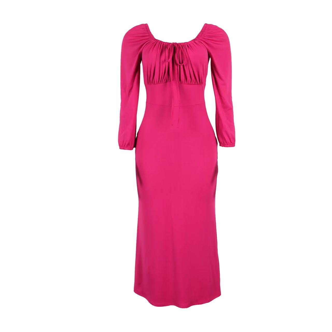 Women's Drawstring Square Neck Maxi Dress