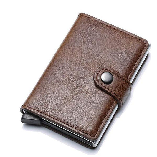 RFID Card Holder Business WalletăBlack and Coffee Colorsă