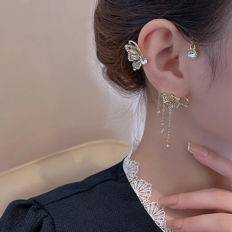 Zircon Flower Butterfly Ear Clip (Hot sale)