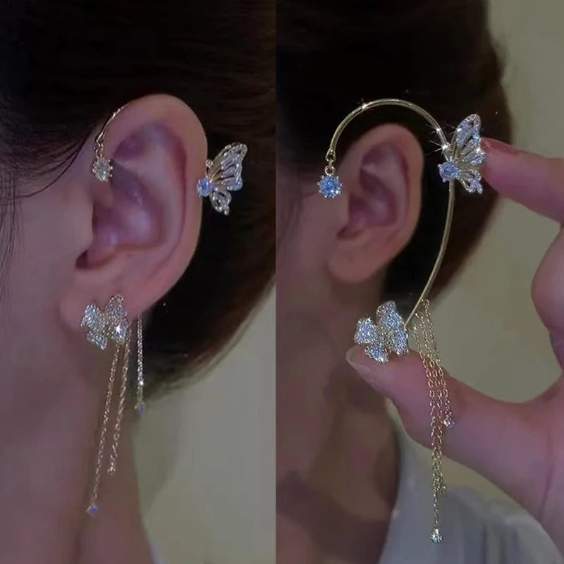 Zircon Flower Butterfly Ear Clip (Hot sale)