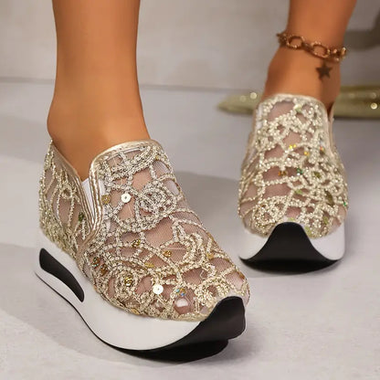 Women's Glittery Mesh Platform Shoes