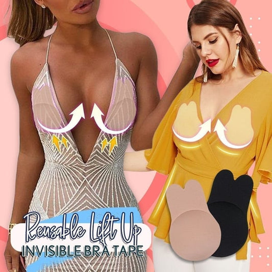 Reusable Lift Up Invisible Tape Bra【1 Pair Black + 1 Pair Cream】