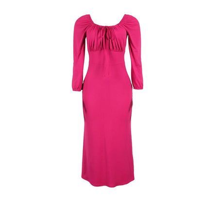 Women's Drawstring Square Neck Maxi Dress