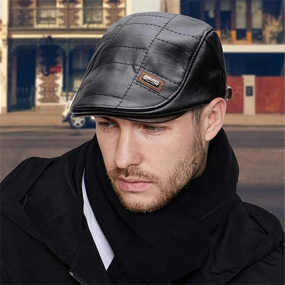 Leather Beret Hat