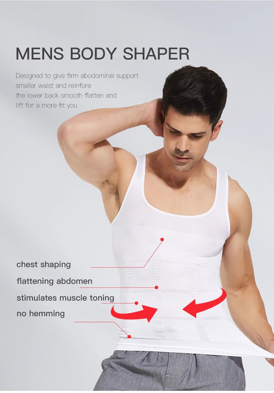 Men's Slimming Body Shaper Vest Shirt Abdomen Slim【White Color】