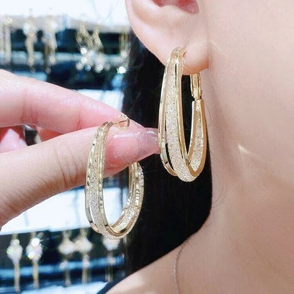 Fashion Golden Oval Earrings