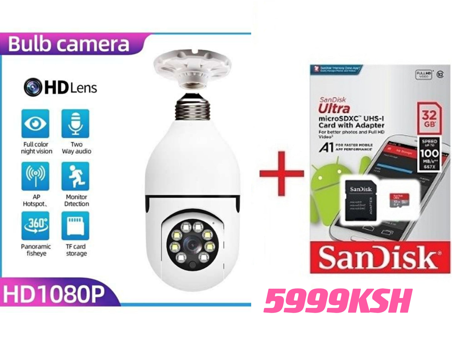 Wireless WIFI Light Bulb Camera Security Camera