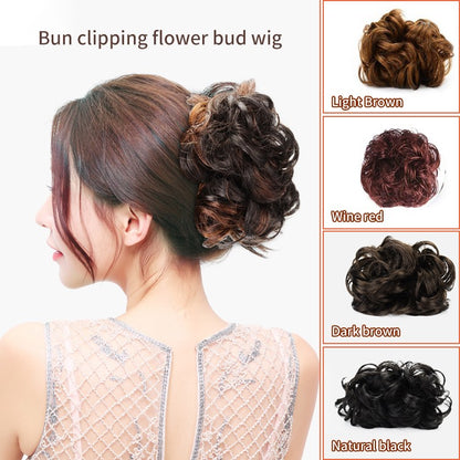 Bun Clipping Flower Bud Wig