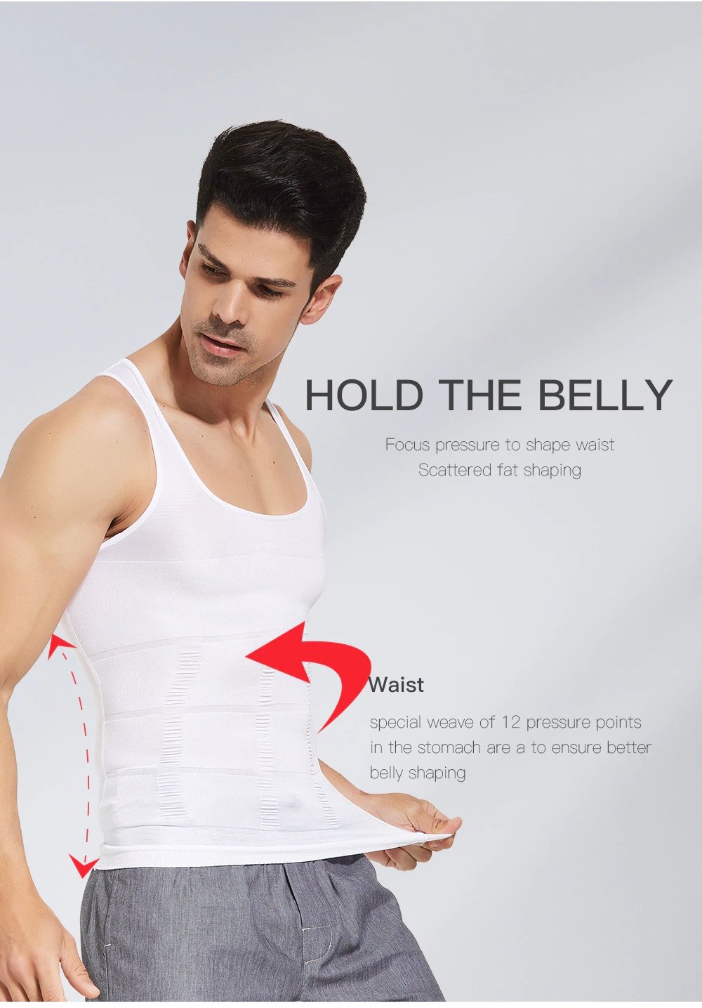 Men's Slimming Body Shaper Vest Shirt Abdomen Slim【White Color】