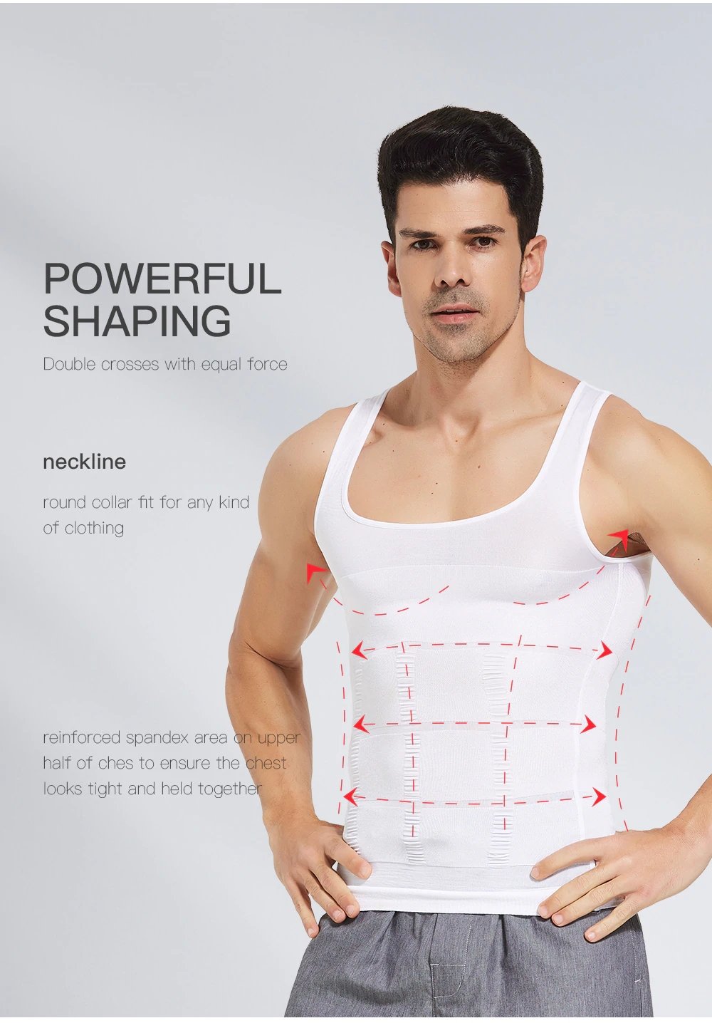 Men's Slimming Body Shaper Vest Shirt Abdomen Slim【White Color】