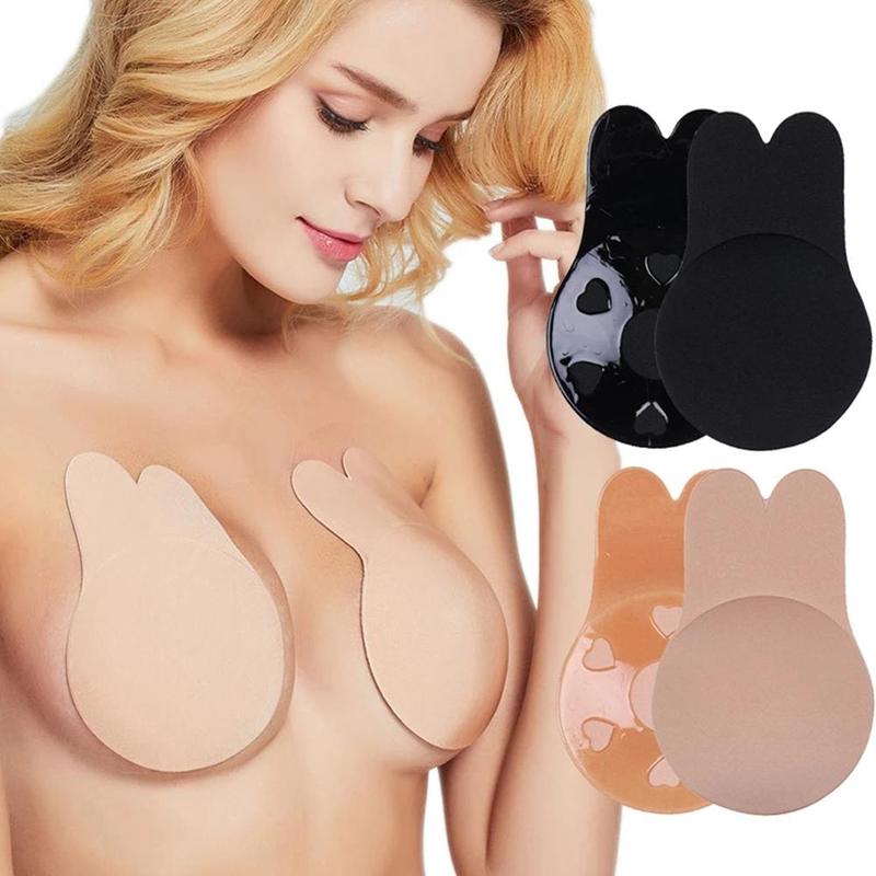 Reusable Lift Up Invisible Tape Bra【1 Pair Black + 1 Pair Cream】