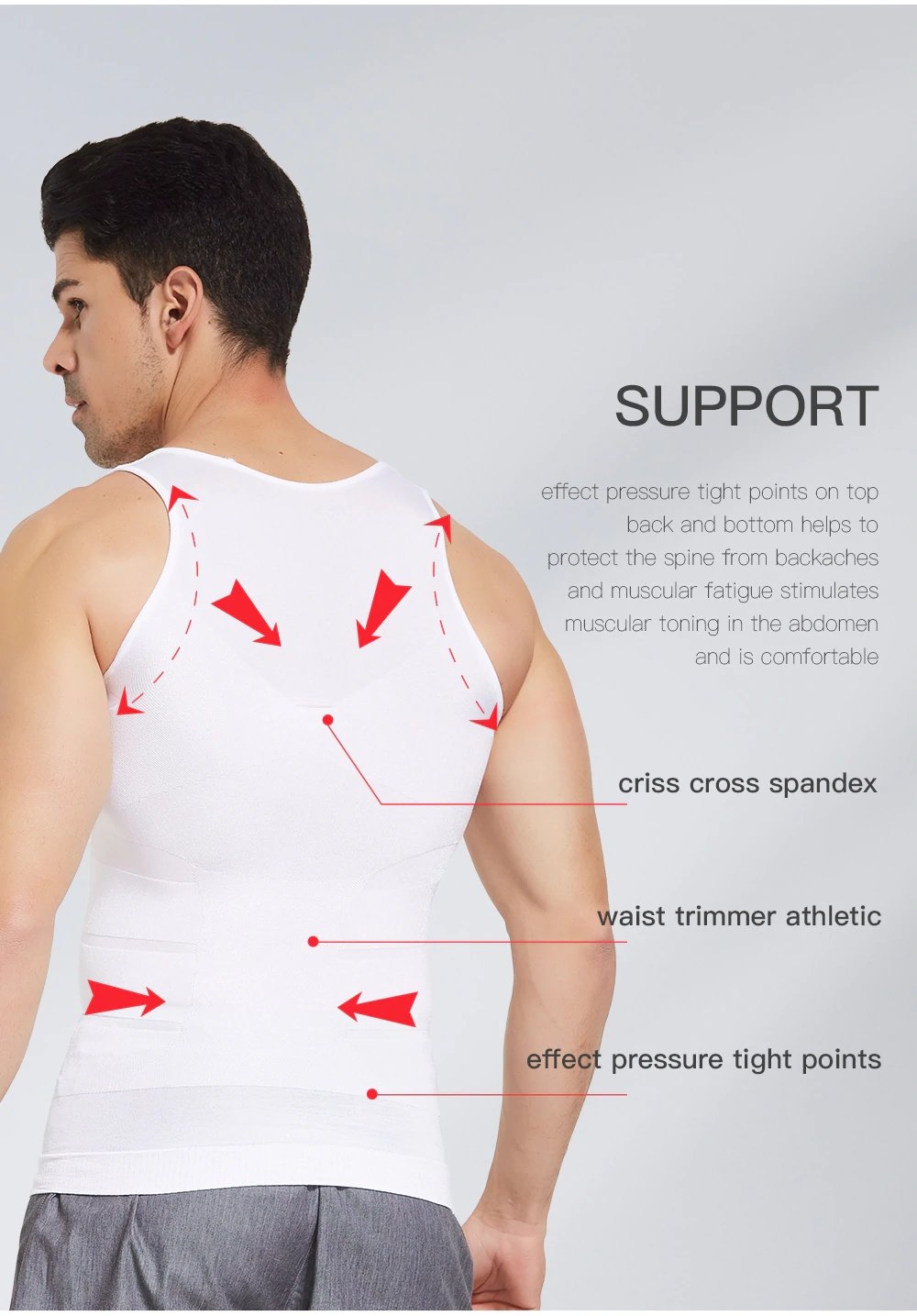 Men's Slimming Body Shaper Vest Shirt Abdomen Slim【White Color】