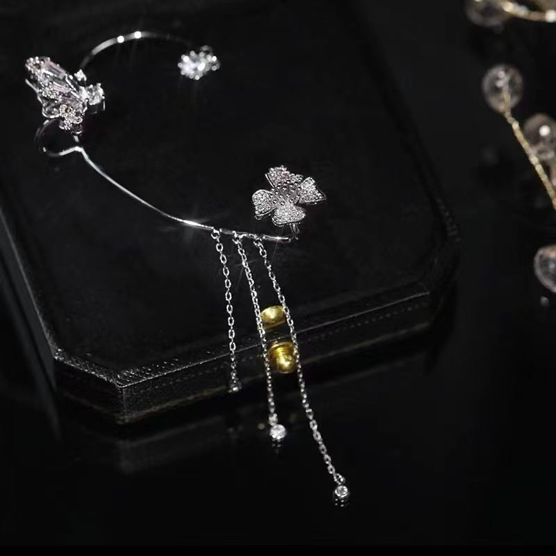 Zircon Flower Butterfly Ear Clip (Hot sale)