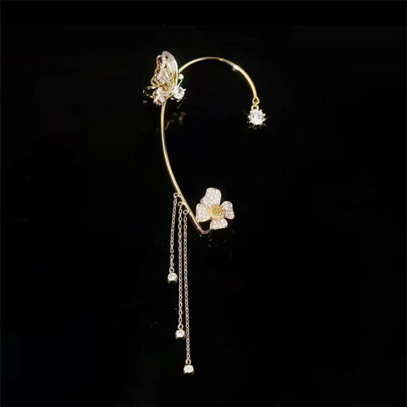 Zircon Flower Butterfly Ear Clip (Hot sale)