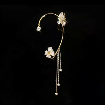 Zircon Flower Butterfly Ear Clip (Hot sale)